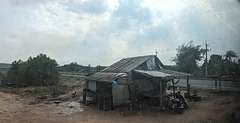 En train vers Kampot depuis la fenêtre de nos sièges