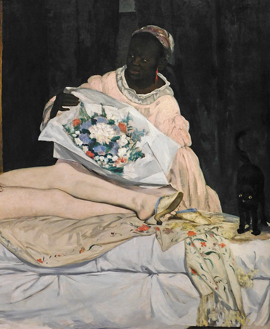 Detail of Olympia by Manet in the Metropolitan Museum of Art, December 2023