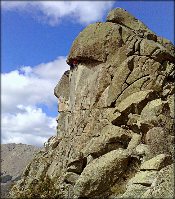 Climbers at the crux.