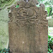 west wickham church, bromley, london (4) c18 gravestone of mary wilkinson +1742 with skull