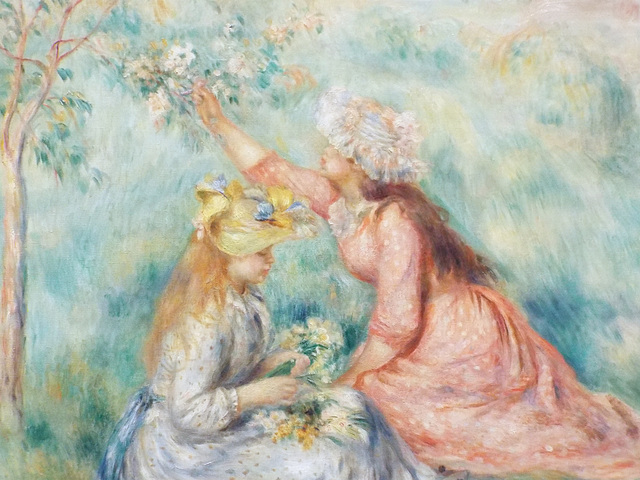 Detail of Girls Picking Flowers in a Meadow by Renoir in the Boston Museum of Fine Arts, January 2018