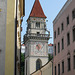 Blick zum Turm vom Passauer Rathaus