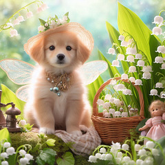 Muguet porte-bonheur offert par ce joli Chiot pour vous***********