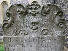 west wickham church, bromley, london (6) c18 gravestoneof george martin +1731 with cherub