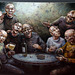 " Joyeux buveurs " - Huile sur toile de Christophe Blanc .