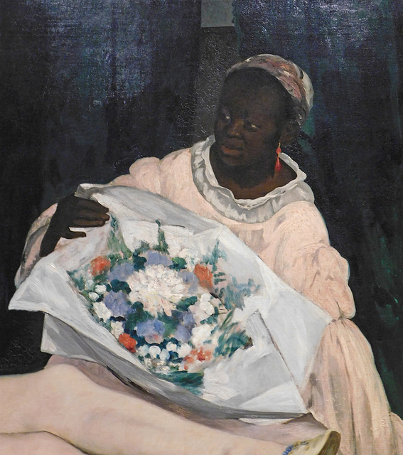 Detail of Olympia by Manet in the Metropolitan Museum of Art, December 2023