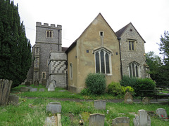 west wickham church, bromley, london (2) c15 chancel and north chapel with c20 vestry over, tower revuilt c19