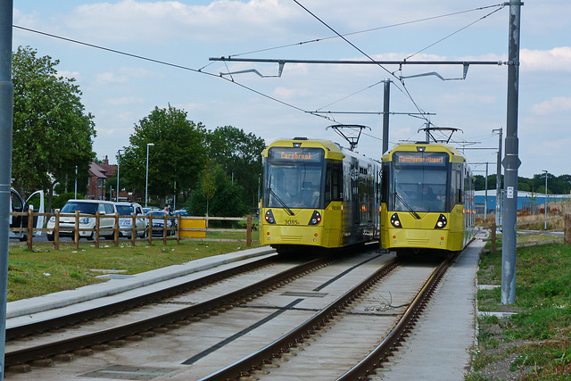 Passing trams