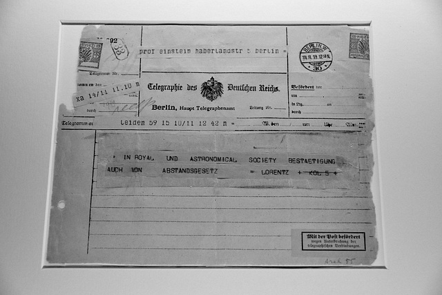 Museum Boerhaave 2015 – Telegram from Lorentz to Einstein