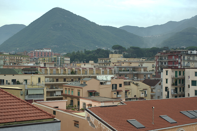 Rooftops and mountains