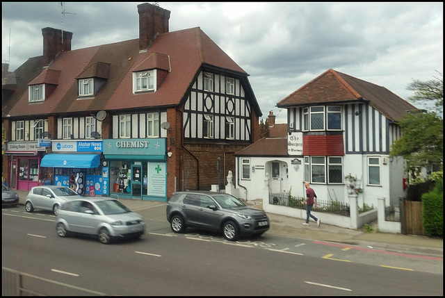 mock-Tudor shops and surgery