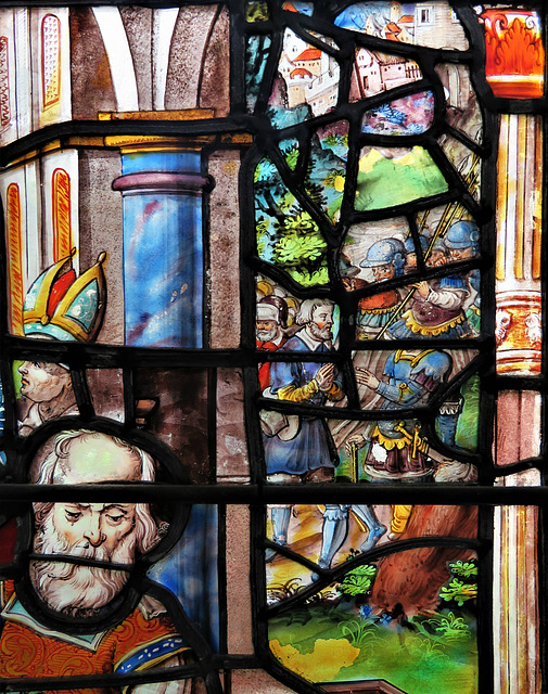 chelsea old church, london (63) temple scene in flemish? c16 glass much rearranged to fit