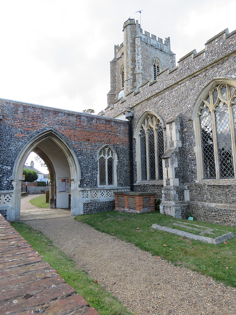 aldeburgh church, suffolk (1) c16 porch of 1536-7 with openings for processional path and much restoration