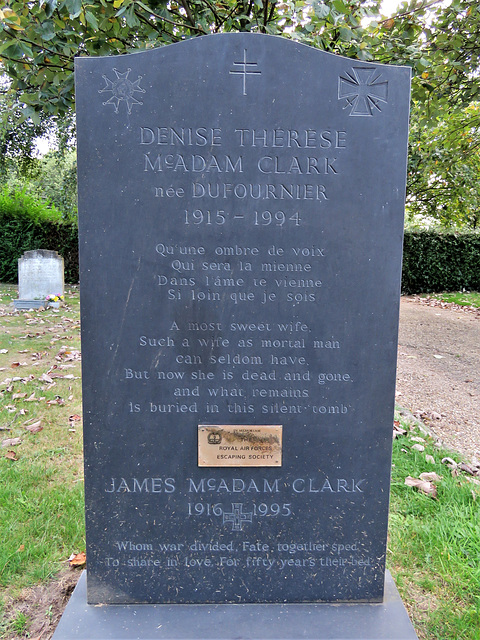 aldeburgh church, suffolk (65) c20 tombstone of denise dufournier +1994, lawyer and member of the french resistance and james mcadam clark +1995, scientist and diplomat