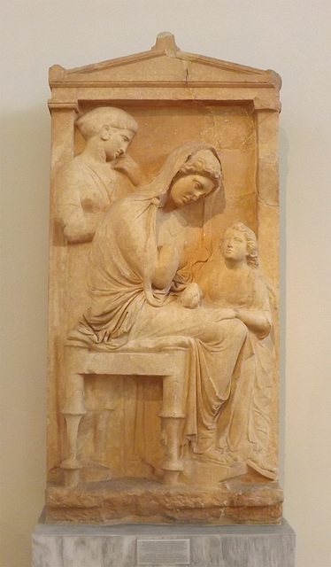 Grave Stele of Polyxena Found Near the Dipylon Gate in the National Archaeological Museum in Athens, May 2014