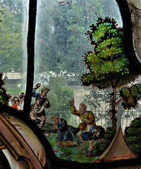 chelsea old church, london (53) stoning detail in flemish? c16 glass