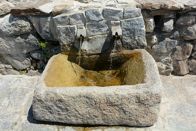 Bulgaria, Banya, Two Pipes with Hot Water out of the Old Roman Bathhouse