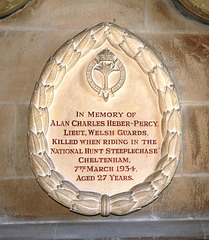 Memorial to Lieut Charles Heber-Percy, Heber-Percy Chapel, Hodnet Church, Shropshire