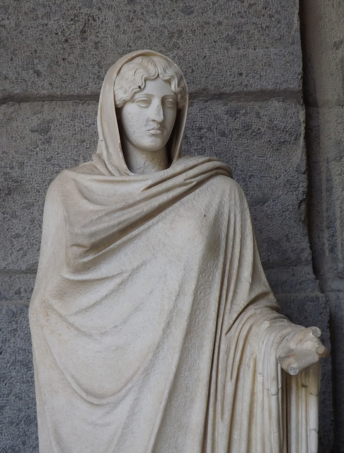 Detail of the Copy of the Aphrodite Sosandra from Stabiae in the Naples Archaeological Museum, July 2012