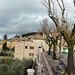 Italy, Assisi, Piazza Santa Chiara and Panorama from Chiesa di Santa Maria Maggiore to Cathedral of San Rufino