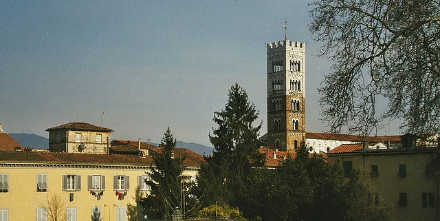 IT - Lucca - Duomo, von der Stadtmauer gesehen