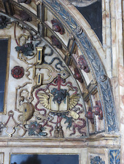 chelsea old church, london (41) detail of ribbonwork on c16 tomb of gregory fiennes, lord dacre +1594