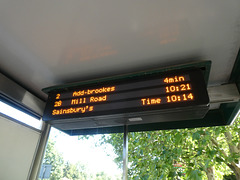 Bus departure display outside Sainsbury's, Cambridge - 5 Jul 2019 (P1020980)