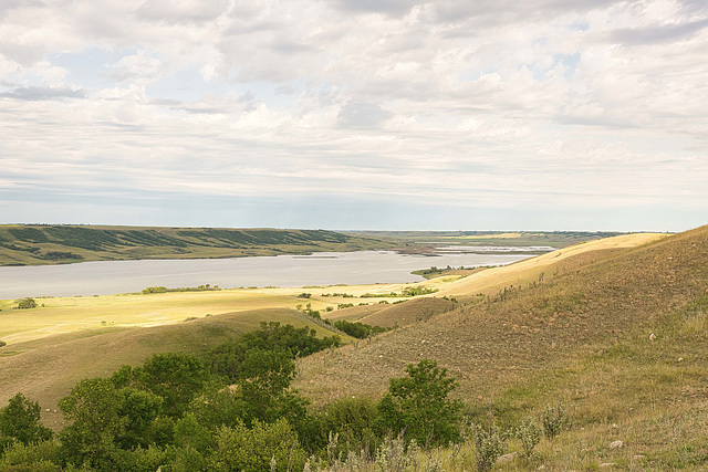 sun dappled hills at Buffalo Pound