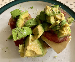 Noone said avocado, bacon and Cambazola on sourdough toast was diet food!