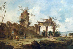 Detail of Fantastic Landscape by Guardi in the Metropolitan Museum of Art, March 2011