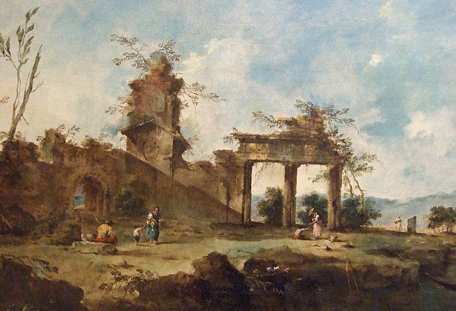 Detail of Fantastic Landscape by Guardi in the Metropolitan Museum of Art, March 2011