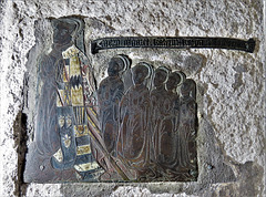 chelsea old church, london (34) c16 brass with coloured heraldry on tomb of jane guildford, duchess of northumberland +1555