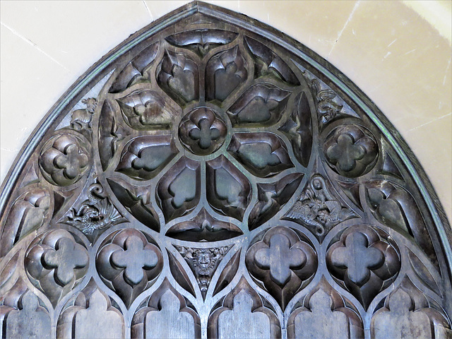 wickham church, berks (9) c19 door with dragons