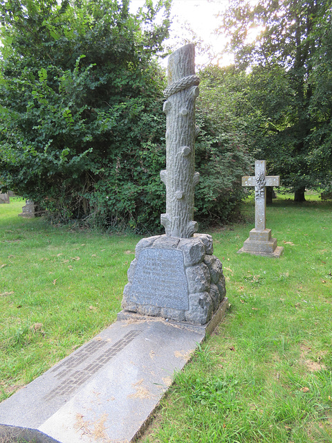 aldeburgh church, suffolk dead tree stump c20 tombstone of james block +1901(48)