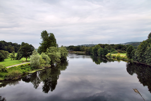 Ruhr von der Kemnader Brücke aus (Hattingen) / 13.07.2023