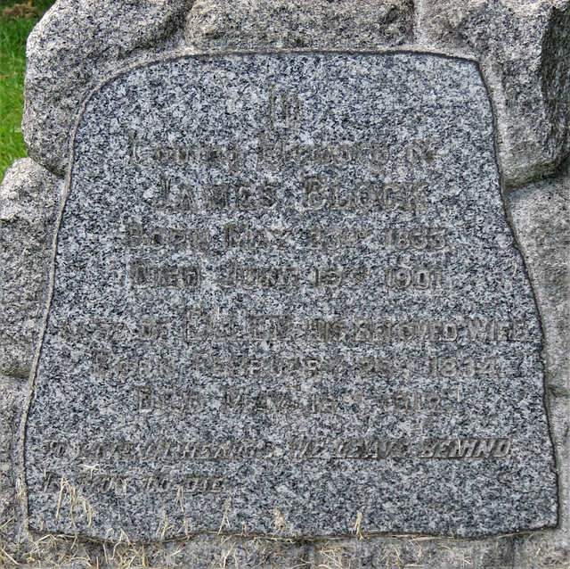 aldeburgh church, suffolk (47) dead tree stump c20 tombstone of james block +1901