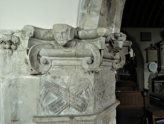 chelsea old church, london , c16 capital, one of two added to the south chapel in 1528 in an attempted french renaissance style