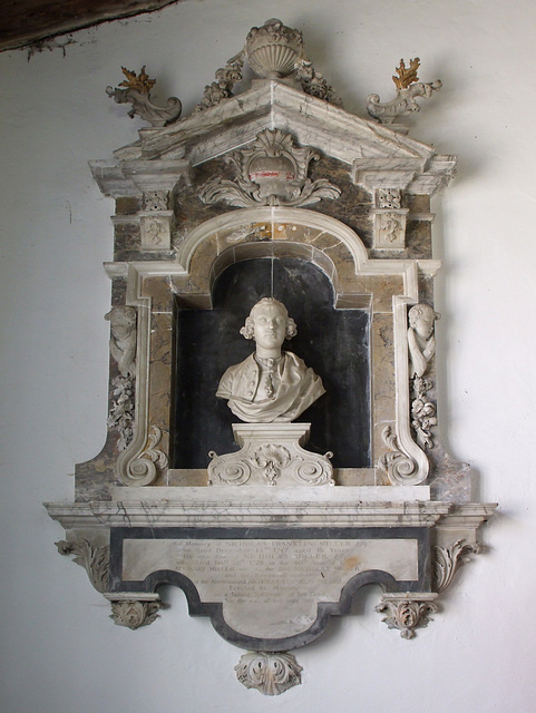 Sandon: memorial to Nicholas Franklin Miller, d. 1747 2014-06-21