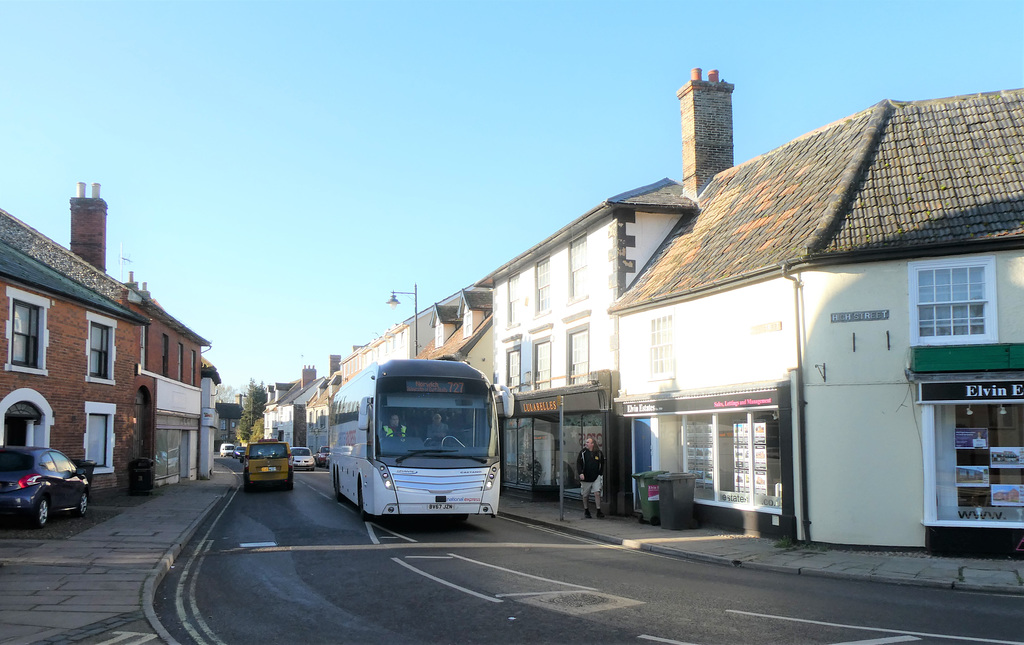 Whippet Coaches (National Express contractor) NX28 (BV67 JZN) in Mildenhall - 10 Nov 2019 (P1050118)