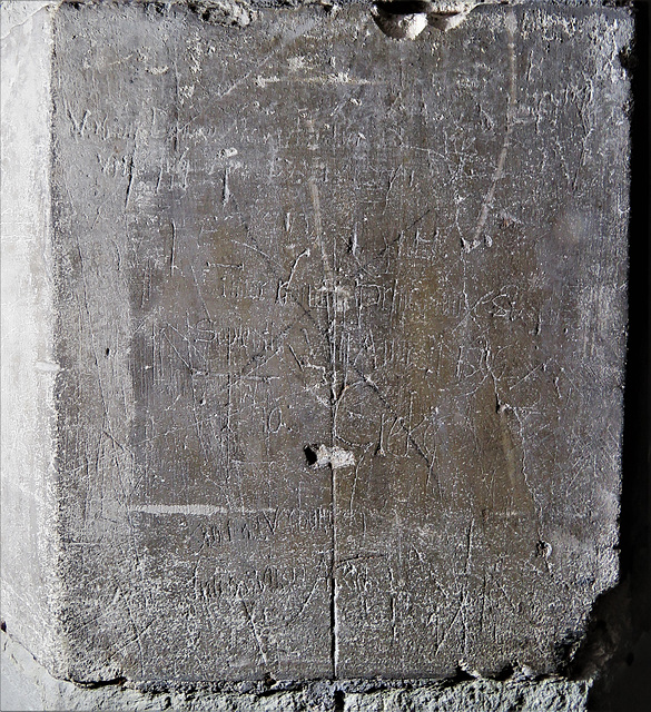 chelsea old church, london (27) early graffiti on the south chapel western respond, perhaps c16 etc