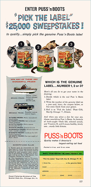 Puss 'N Boots Cat Food Ad, 1959