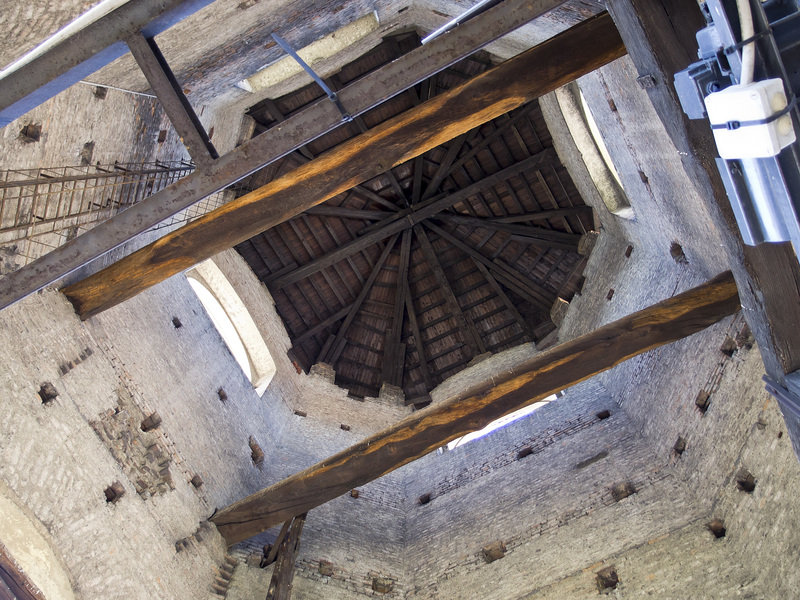 Turin from the top of the bell tower of the St. John Baptist Cathedral - Look up, towards the dome of the bell tower