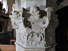 chelsea old church, london , c16 capital, one of two added to the south chapel in 1528 in an attempted french renaissance style