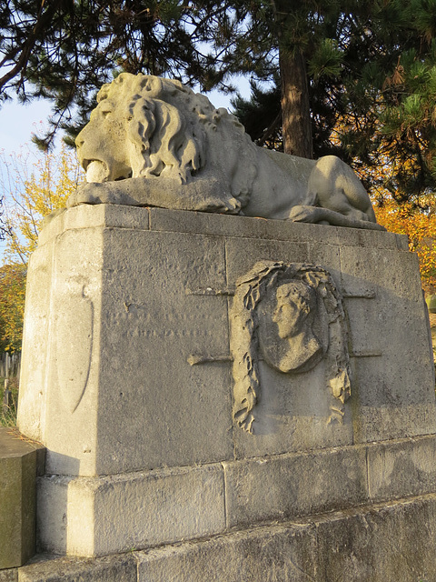 brompton cemetery ,london,lion memorial to gentleman john jackson, +1845, by e.h. baily