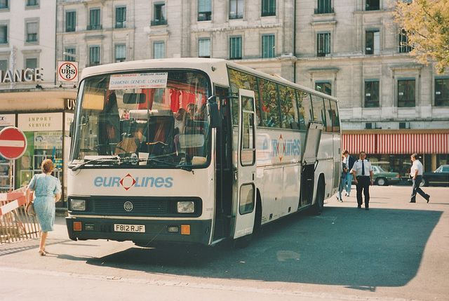 Eurobus (Eurolines Contractor) F812 RJF in Geneva - 24 Aug 1990