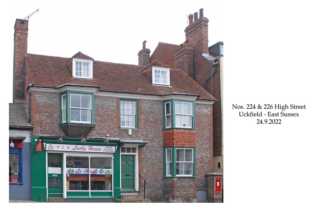 224 & 226 High Street, front view, Uckfield, East Sussex - 24 9 2022