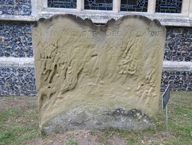 aldeburgh church, suffolk (35)worn c18 tombstone of parents of poet george crabbe c.1736