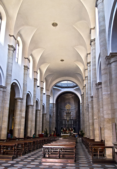 Turin, the interior very simple of the St. John Baptist Cathedral