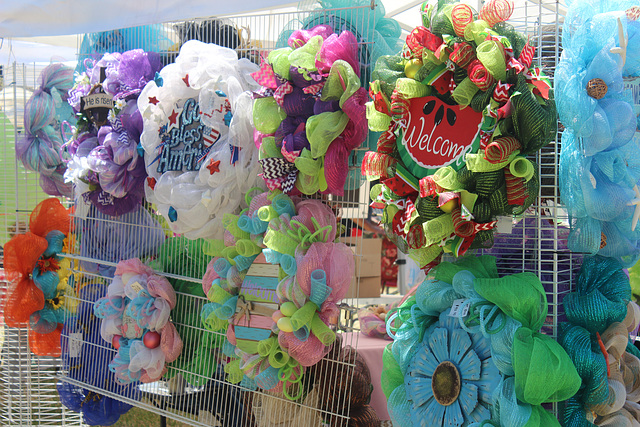 Fun Festival Fotos !  which one do you like?  A Vendor with handmade Wreaths ! Spring Festival ~~ 2018~~