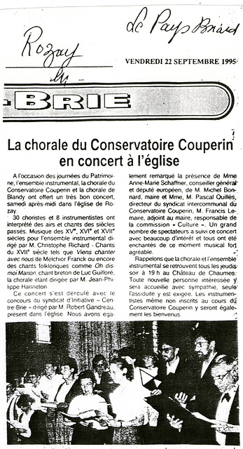 Concert Ancoeur à Rozay-en-Brie le 16/09/1995